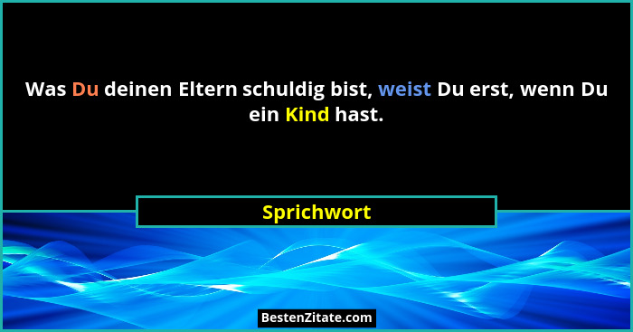 Was Du deinen Eltern schuldig bist, weist Du erst, wenn Du ein Kind hast.... - Sprichwort