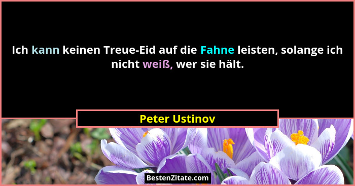 Ich kann keinen Treue-Eid auf die Fahne leisten, solange ich nicht weiß, wer sie hält.... - Peter Ustinov