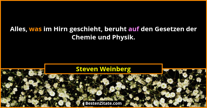 Alles, was im Hirn geschieht, beruht auf den Gesetzen der Chemie und Physik.... - Steven Weinberg