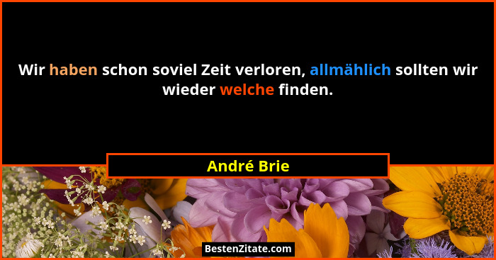Wir haben schon soviel Zeit verloren, allmählich sollten wir wieder welche finden.... - André Brie