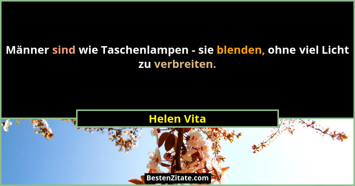 Männer sind wie Taschenlampen - sie blenden, ohne viel Licht zu verbreiten.... - Helen Vita