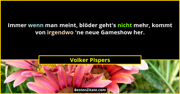 Immer wenn man meint, blöder geht's nicht mehr, kommt von irgendwo 'ne neue Gameshow her.... - Volker Pispers