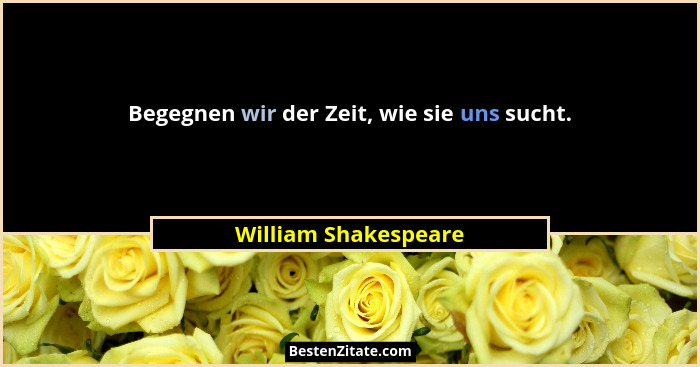 Begegnen wir der Zeit, wie sie uns sucht.... - William Shakespeare
