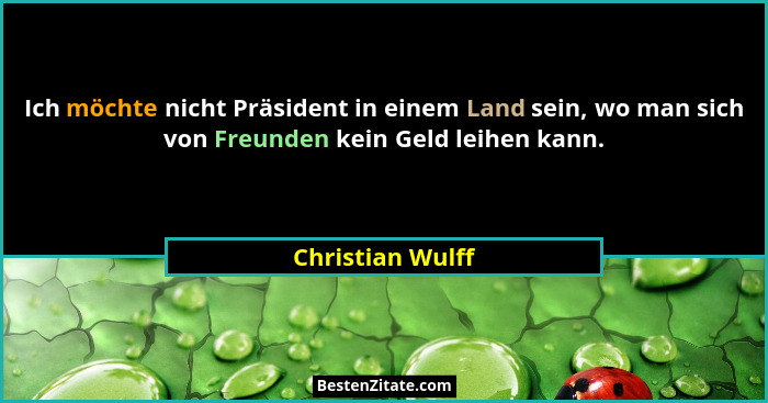 Ich möchte nicht Präsident in einem Land sein, wo man sich von Freunden kein Geld leihen kann.... - Christian Wulff