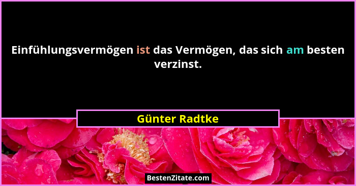 Einfühlungsvermögen ist das Vermögen, das sich am besten verzinst.... - Günter Radtke