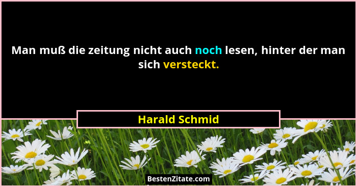 Man muß die zeitung nicht auch noch lesen, hinter der man sich versteckt.... - Harald Schmid