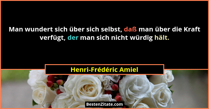 Man wundert sich über sich selbst, daß man über die Kraft verfügt, der man sich nicht würdig hält.... - Henri-Frédéric Amiel