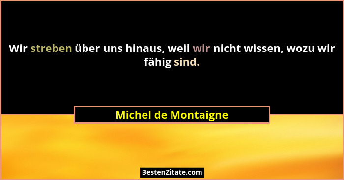 Wir streben über uns hinaus, weil wir nicht wissen, wozu wir fähig sind.... - Michel de Montaigne