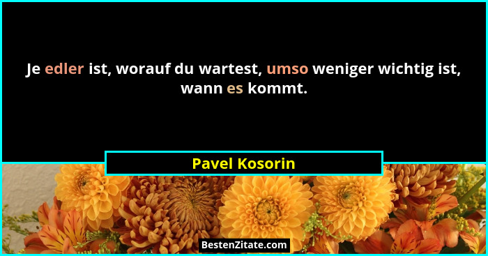 Je edler ist, worauf du wartest, umso weniger wichtig ist, wann es kommt.... - Pavel Kosorin