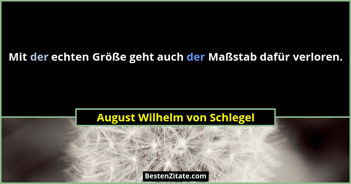 Mit der echten Größe geht auch der Maßstab dafür verloren.... - August Wilhelm von Schlegel