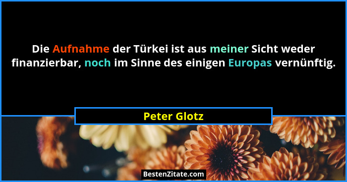Die Aufnahme der Türkei ist aus meiner Sicht weder finanzierbar, noch im Sinne des einigen Europas vernünftig.... - Peter Glotz