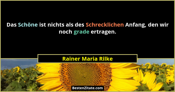Das Schöne ist nichts als des Schrecklichen Anfang, den wir noch grade ertragen.... - Rainer Maria Rilke