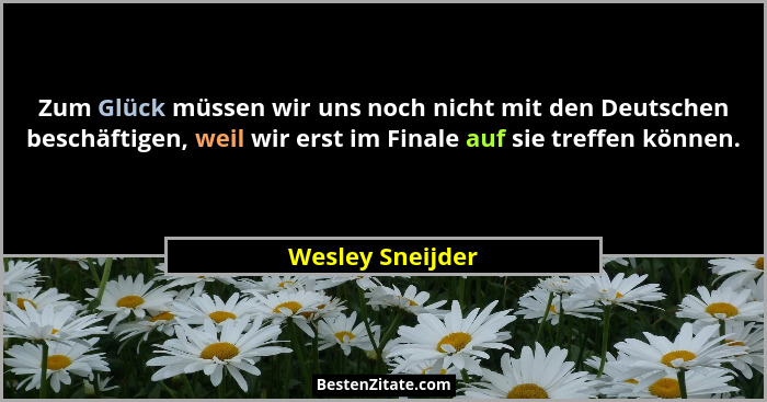 Zum Glück müssen wir uns noch nicht mit den Deutschen beschäftigen, weil wir erst im Finale auf sie treffen können.... - Wesley Sneijder
