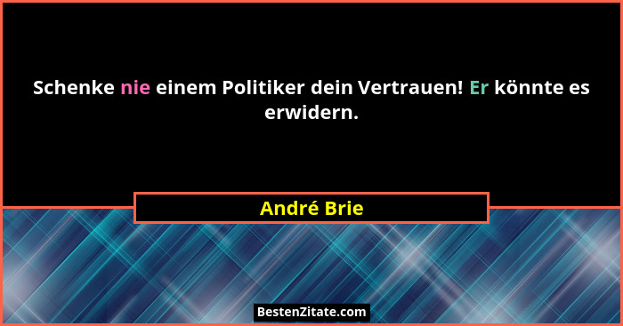Schenke nie einem Politiker dein Vertrauen! Er könnte es erwidern.... - André Brie