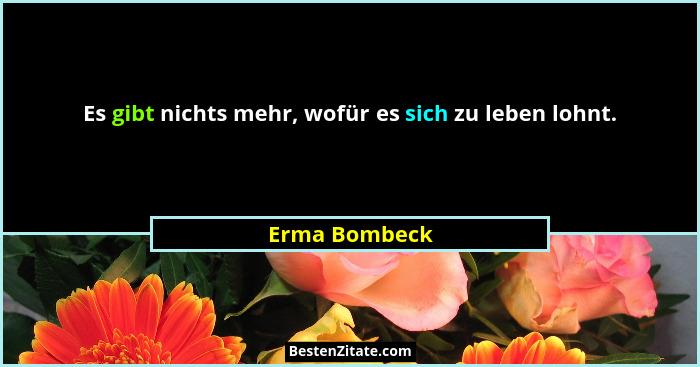 Es gibt nichts mehr, wofür es sich zu leben lohnt.... - Erma Bombeck