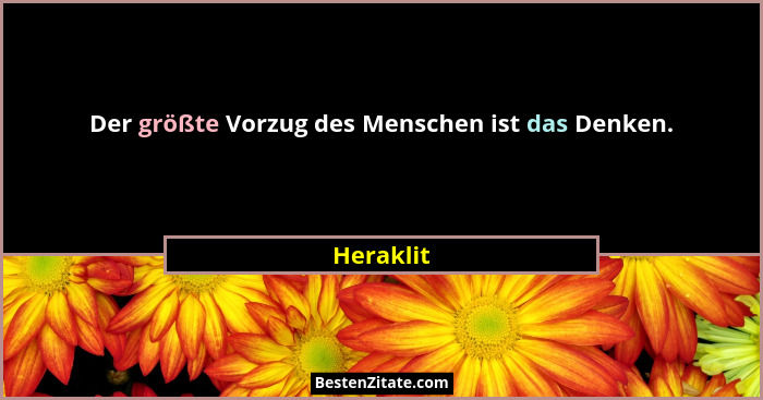 Der größte Vorzug des Menschen ist das Denken.... - Heraklit