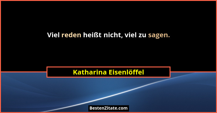 Viel reden heißt nicht, viel zu sagen.... - Katharina Eisenlöffel