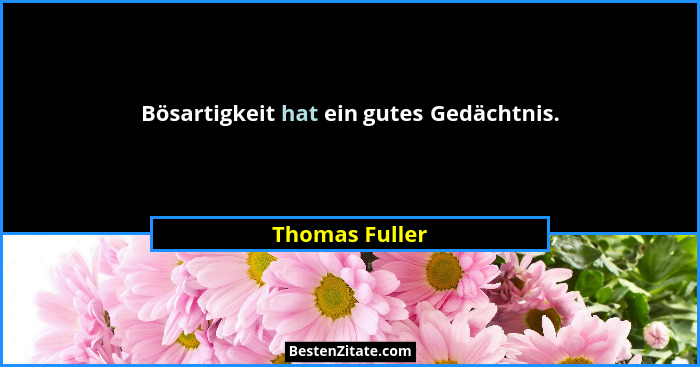 Bösartigkeit hat ein gutes Gedächtnis.... - Thomas Fuller