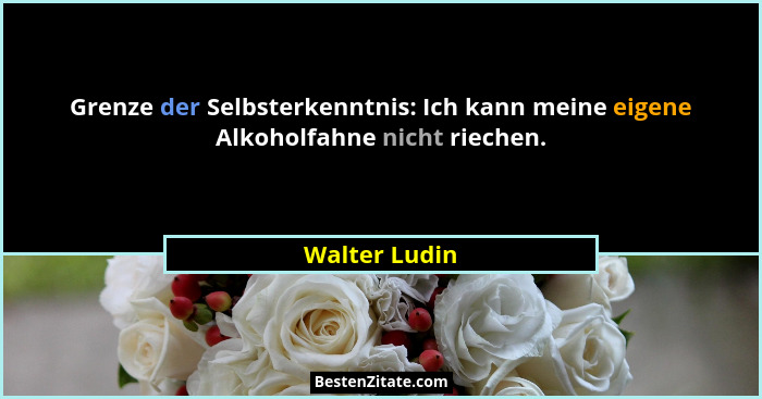 Grenze der Selbsterkenntnis: Ich kann meine eigene Alkoholfahne nicht riechen.... - Walter Ludin