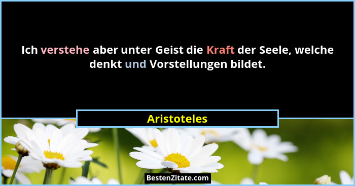 Ich verstehe aber unter Geist die Kraft der Seele, welche denkt und Vorstellungen bildet.... - Aristoteles
