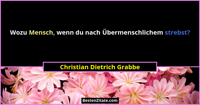 Wozu Mensch, wenn du nach Übermenschlichem strebst?... - Christian Dietrich Grabbe