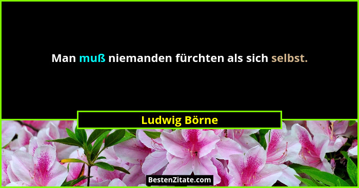 Man muß niemanden fürchten als sich selbst.... - Ludwig Börne