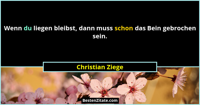 Wenn du liegen bleibst, dann muss schon das Bein gebrochen sein.... - Christian Ziege
