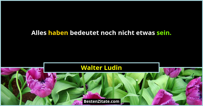 Alles haben bedeutet noch nicht etwas sein.... - Walter Ludin