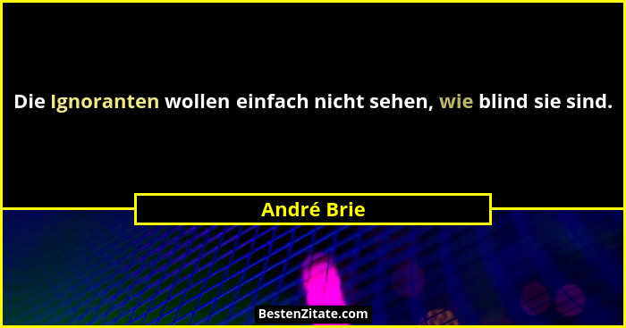 Die Ignoranten wollen einfach nicht sehen, wie blind sie sind.... - André Brie