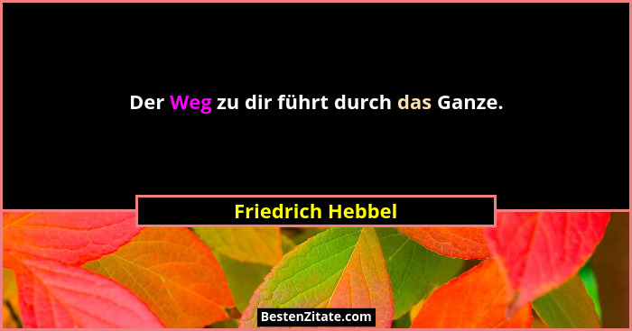 Der Weg zu dir führt durch das Ganze.... - Friedrich Hebbel