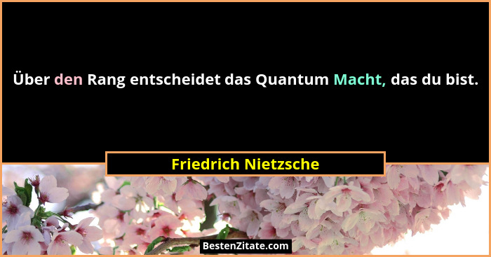 Über den Rang entscheidet das Quantum Macht, das du bist.... - Friedrich Nietzsche