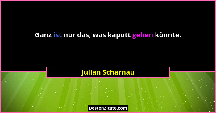 Ganz ist nur das, was kaputt gehen könnte.... - Julian Scharnau