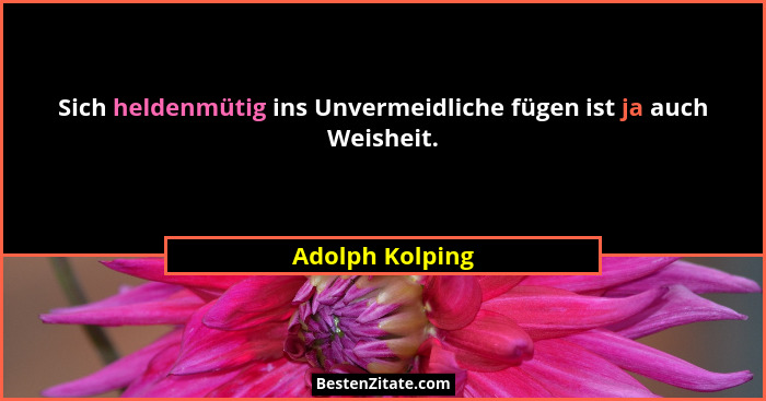 Sich heldenmütig ins Unvermeidliche fügen ist ja auch Weisheit.... - Adolph Kolping