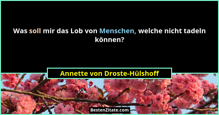 Was soll mir das Lob von Menschen, welche nicht tadeln können?... - Annette von Droste-Hülshoff