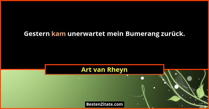 Gestern kam unerwartet mein Bumerang zurück.... - Art van Rheyn