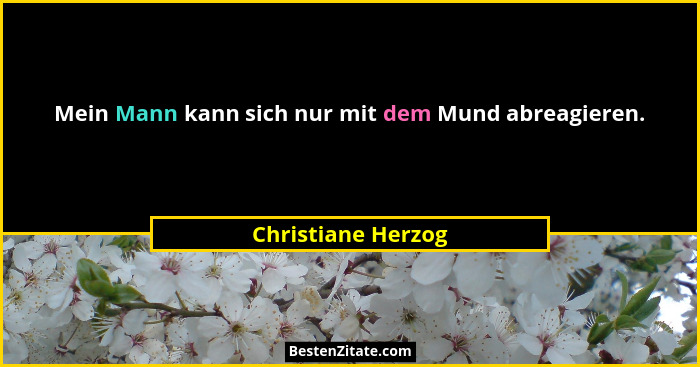Mein Mann kann sich nur mit dem Mund abreagieren.... - Christiane Herzog