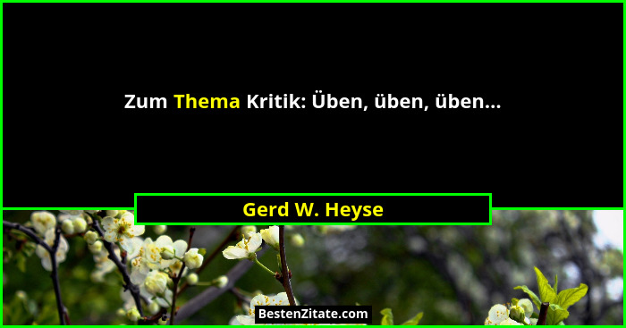 Zum Thema Kritik: Üben, üben, üben...... - Gerd W. Heyse