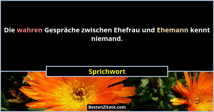 Die wahren Gespräche zwischen Ehefrau und Ehemann kennt niemand.... - Sprichwort