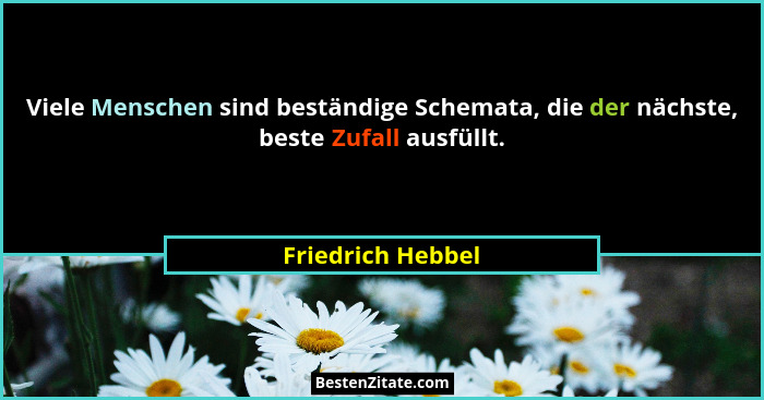 Viele Menschen sind beständige Schemata, die der nächste, beste Zufall ausfüllt.... - Friedrich Hebbel
