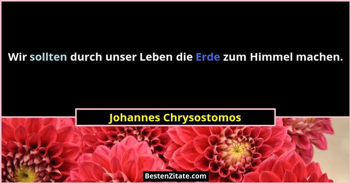 Wir sollten durch unser Leben die Erde zum Himmel machen.... - Johannes Chrysostomos