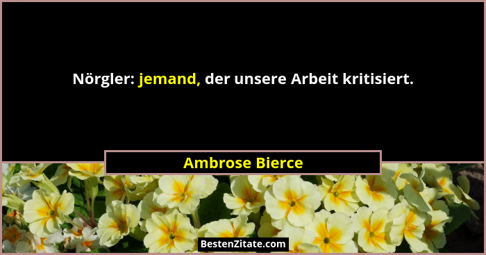 Nörgler: jemand, der unsere Arbeit kritisiert.... - Ambrose Bierce