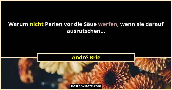 Warum nicht Perlen vor die Säue werfen, wenn sie darauf ausrutschen...... - André Brie