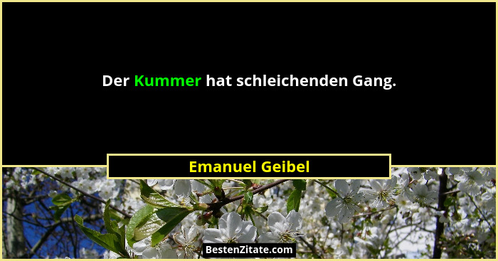 Der Kummer hat schleichenden Gang.... - Emanuel Geibel