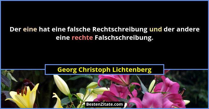 Der eine hat eine falsche Rechtschreibung und der andere eine rechte Falschschreibung.... - Georg Christoph Lichtenberg