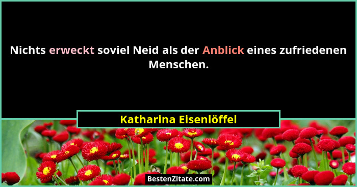 Nichts erweckt soviel Neid als der Anblick eines zufriedenen Menschen.... - Katharina Eisenlöffel