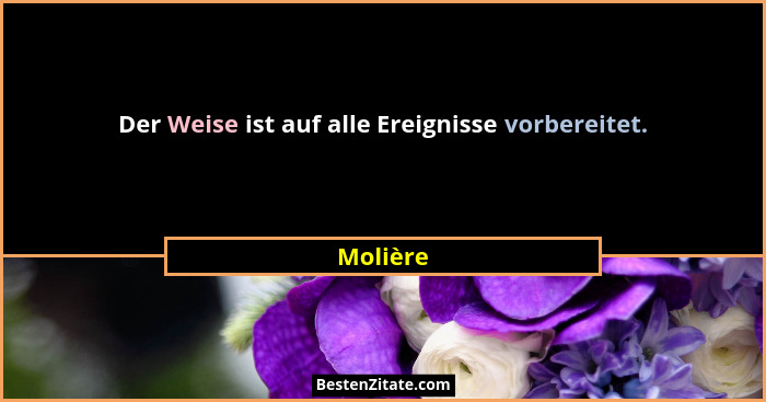 Der Weise ist auf alle Ereignisse vorbereitet.... - Molière