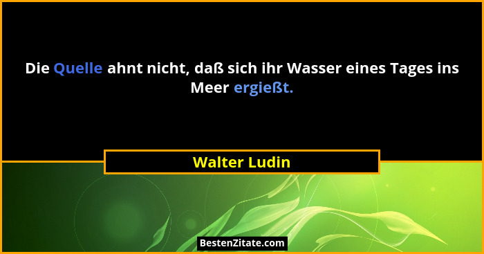 Die Quelle ahnt nicht, daß sich ihr Wasser eines Tages ins Meer ergießt.... - Walter Ludin