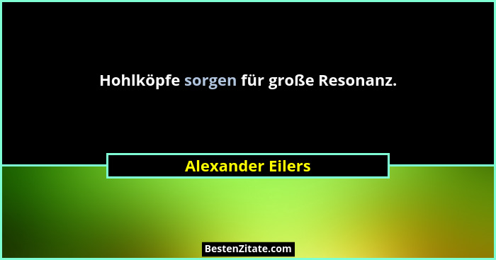 Hohlköpfe sorgen für große Resonanz.... - Alexander Eilers