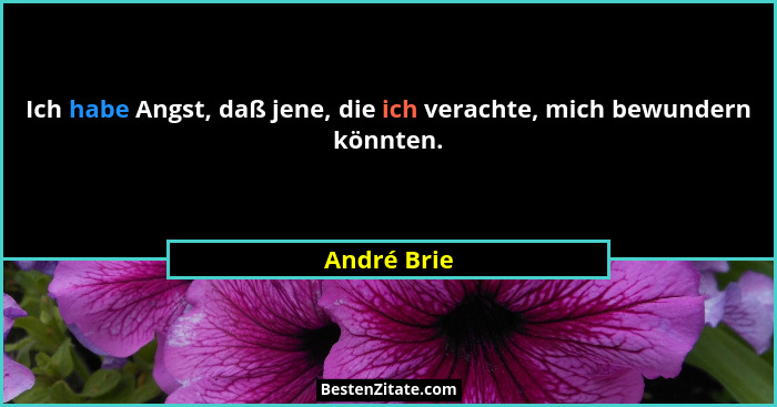 Ich habe Angst, daß jene, die ich verachte, mich bewundern könnten.... - André Brie