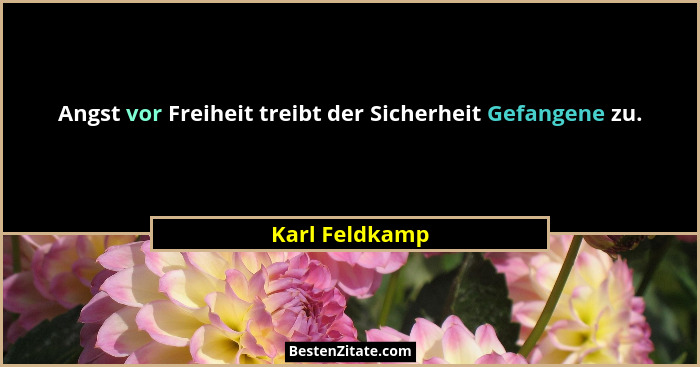 Angst vor Freiheit treibt der Sicherheit Gefangene zu.... - Karl Feldkamp